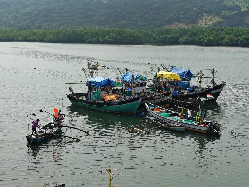 Moored fishing boats at Ratnagiri