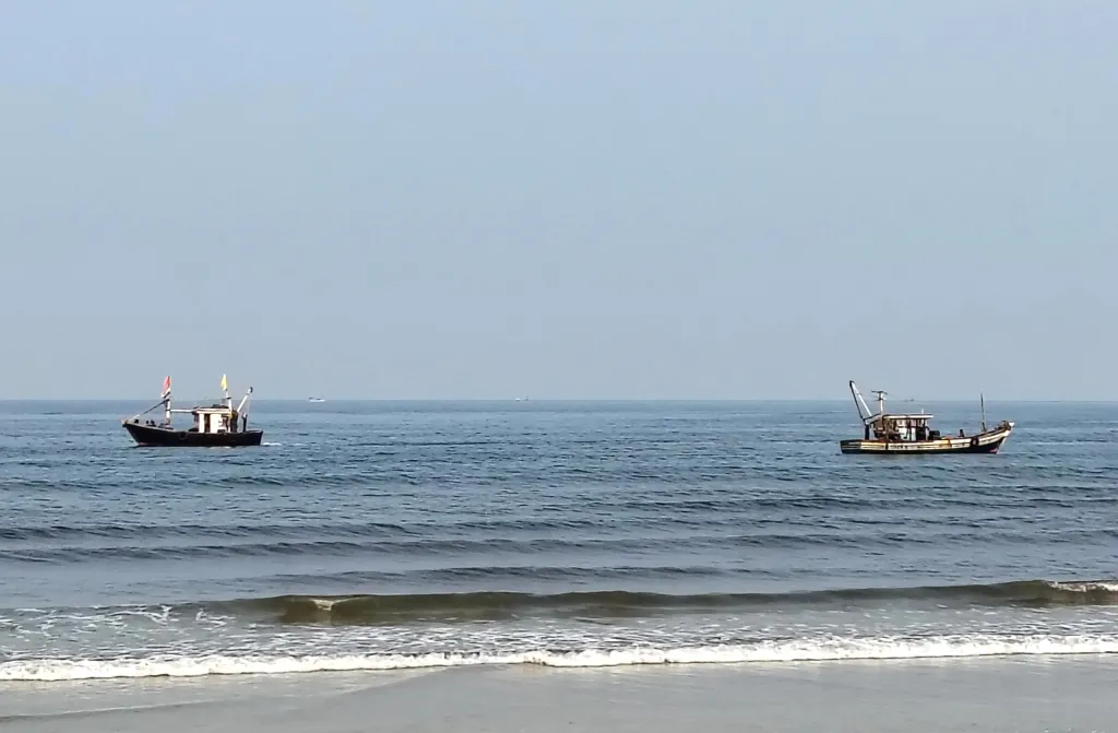 The beach at Ratnagiri with two boats