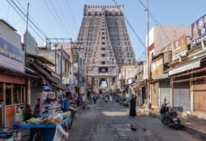 street view of ancient temple in tamil nadu